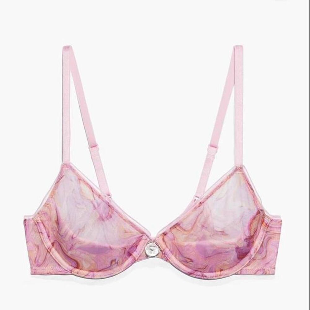 Savage Fenty  Holographic Honey X-Ray Vision Unlined Demi Bra 32A Pink Purple